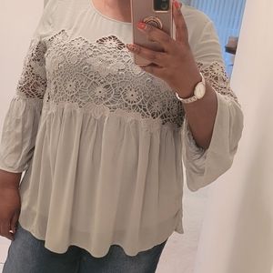 Torrid Bohemian Crochet/Sheer Overlay Tunic Top